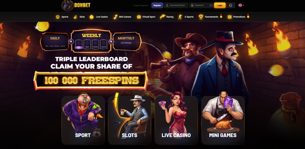 DonBet non GamStop casino and sportsbook homepage